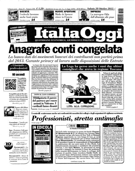 Italia oggi : quotidiano di economia finanza e politica